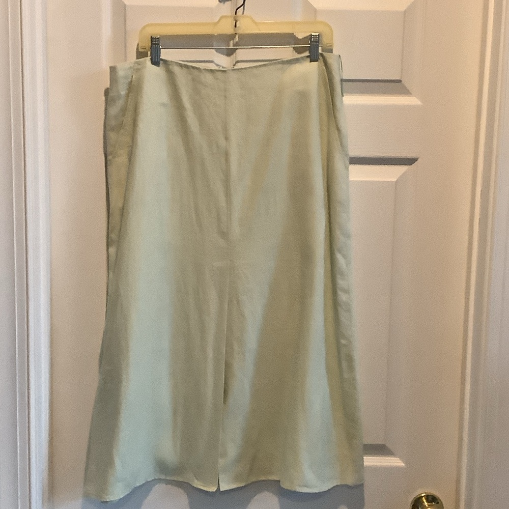 Adrienne Vittadini Light Sage Satin Maxi Skirt, linen